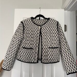 H&M Black and White Patterned Blazer